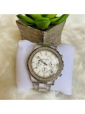 Michael Kors Women's Crystal-Accented Watch with Clear Acrylic Band